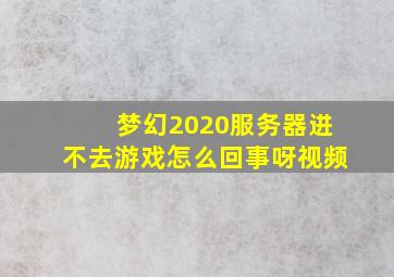 梦幻2020服务器进不去游戏怎么回事呀视频