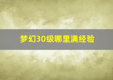 梦幻30级哪里满经验