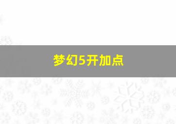 梦幻5开加点