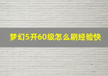 梦幻5开60级怎么刷经验快