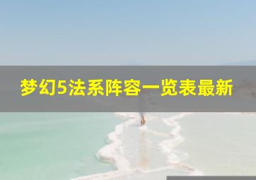 梦幻5法系阵容一览表最新