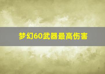 梦幻60武器最高伤害