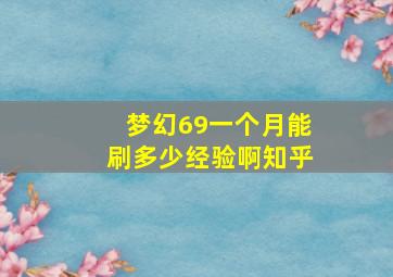 梦幻69一个月能刷多少经验啊知乎