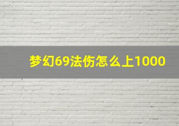 梦幻69法伤怎么上1000