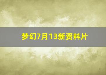 梦幻7月13新资料片