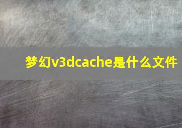 梦幻v3dcache是什么文件