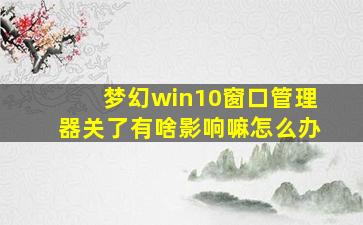 梦幻win10窗口管理器关了有啥影响嘛怎么办