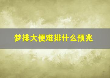 梦排大便难排什么预兆