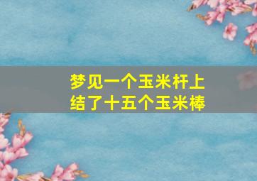 梦见一个玉米杆上结了十五个玉米棒