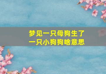 梦见一只母狗生了一只小狗狗啥意思