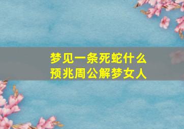 梦见一条死蛇什么预兆周公解梦女人