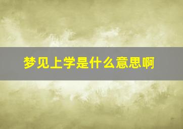 梦见上学是什么意思啊