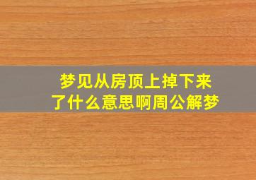 梦见从房顶上掉下来了什么意思啊周公解梦