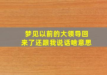 梦见以前的大领导回来了还跟我说话啥意思