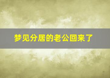 梦见分居的老公回来了