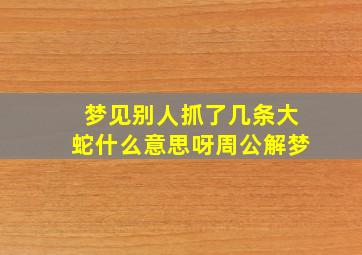 梦见别人抓了几条大蛇什么意思呀周公解梦