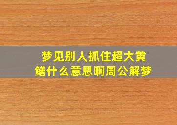 梦见别人抓住超大黄鳝什么意思啊周公解梦