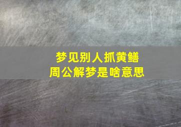 梦见别人抓黄鳝周公解梦是啥意思