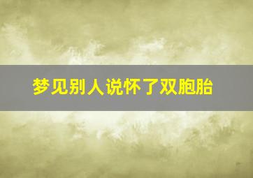 梦见别人说怀了双胞胎