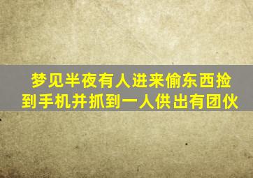 梦见半夜有人进来偷东西捡到手机并抓到一人供出有团伙