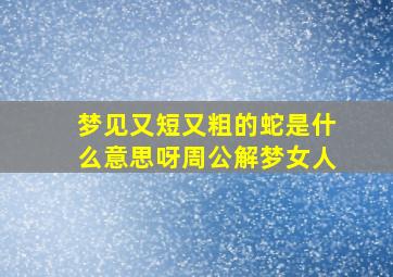 梦见又短又粗的蛇是什么意思呀周公解梦女人