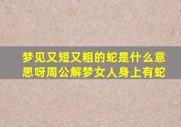 梦见又短又粗的蛇是什么意思呀周公解梦女人身上有蛇