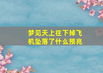 梦见天上往下掉飞机坠落了什么预兆