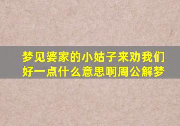 梦见婆家的小姑子来劝我们好一点什么意思啊周公解梦