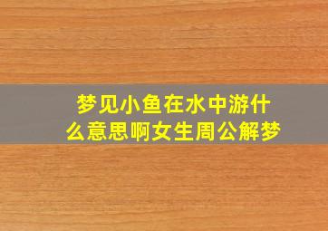 梦见小鱼在水中游什么意思啊女生周公解梦