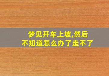 梦见开车上坡,然后不知道怎么办了走不了