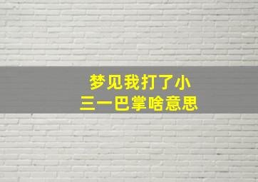 梦见我打了小三一巴掌啥意思