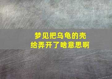 梦见把乌龟的壳给弄开了啥意思啊