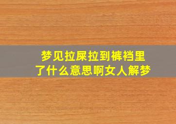 梦见拉屎拉到裤裆里了什么意思啊女人解梦