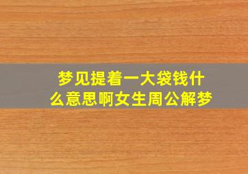 梦见提着一大袋钱什么意思啊女生周公解梦