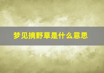 梦见摘野草是什么意思