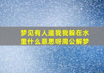 梦见有人追我我躲在水里什么意思呀周公解梦