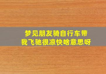 梦见朋友骑自行车带我飞驰很凉快啥意思呀