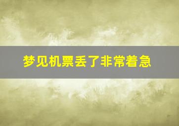 梦见机票丢了非常着急