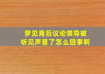 梦见背后议论领导被听见声音了怎么回事啊