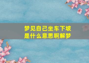 梦见自己坐车下坡是什么意思啊解梦