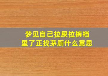 梦见自己拉屎拉裤裆里了正找茅厕什么意思