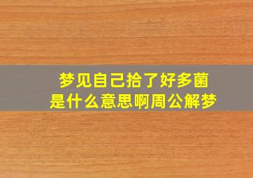 梦见自己拾了好多菌是什么意思啊周公解梦