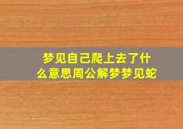 梦见自己爬上去了什么意思周公解梦梦见蛇