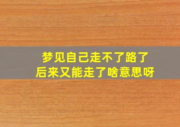 梦见自己走不了路了后来又能走了啥意思呀