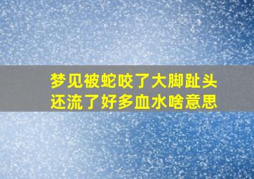 梦见被蛇咬了大脚趾头还流了好多血水啥意思