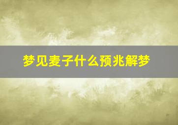 梦见麦子什么预兆解梦