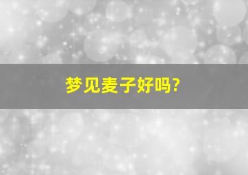 梦见麦子好吗?