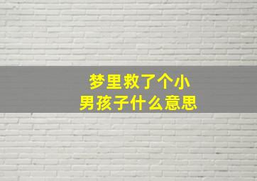 梦里救了个小男孩子什么意思