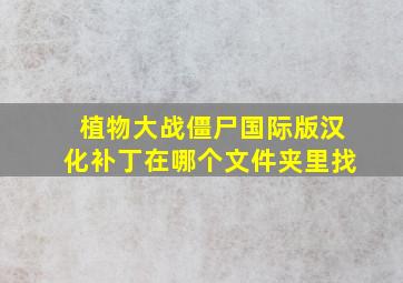 植物大战僵尸国际版汉化补丁在哪个文件夹里找