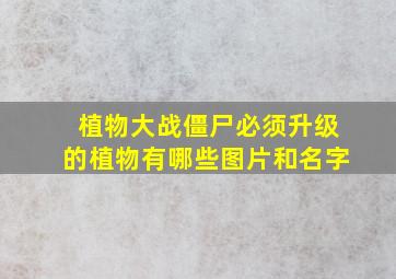 植物大战僵尸必须升级的植物有哪些图片和名字